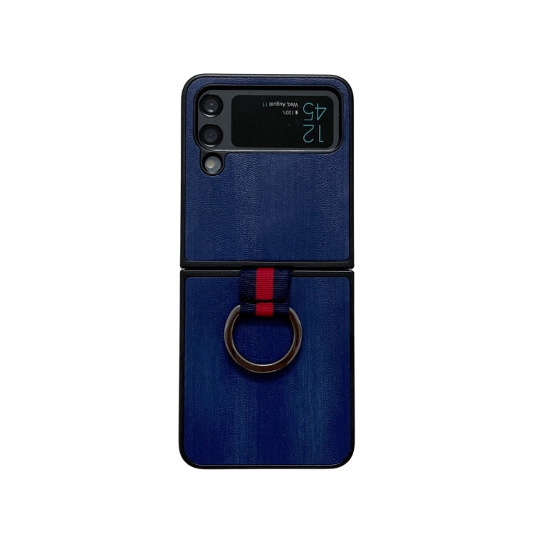 Yellow Cow Texture PU Phone Case With Ring, For Samsung Galaxy Z Flip4