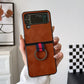 Weave Plaid PU Phone Case With Ring, For Samsung Galaxy Z Flip4