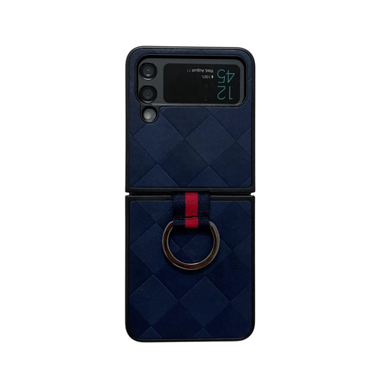 Weave Plaid PU Phone Case With Ring, For Samsung Galaxy Z Flip4