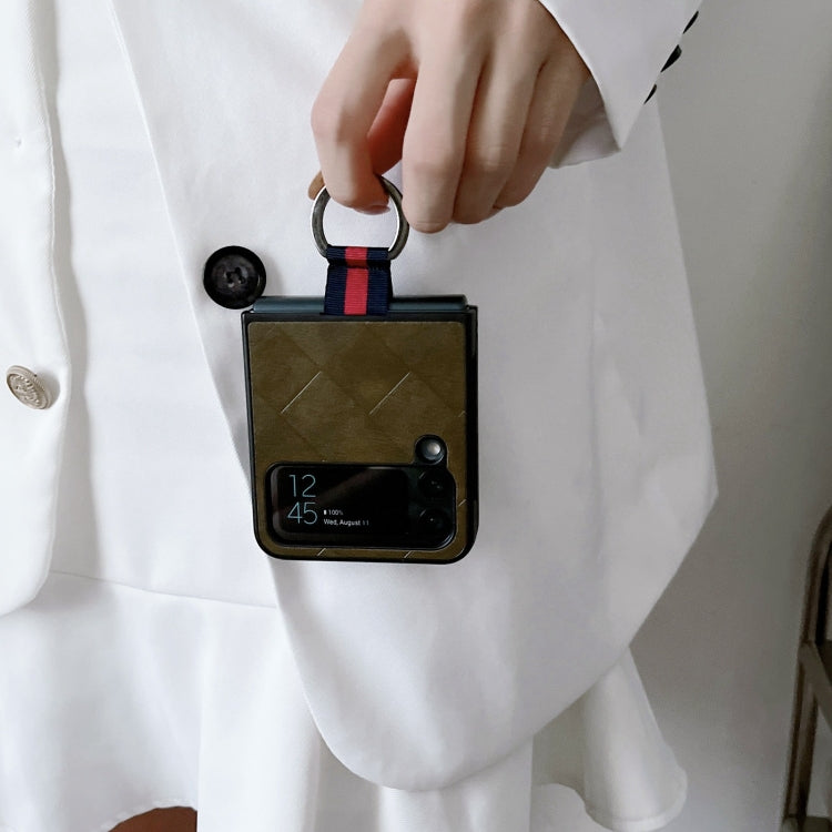 Weave Plaid PU Phone Case With Ring, For Samsung Galaxy Z Flip4