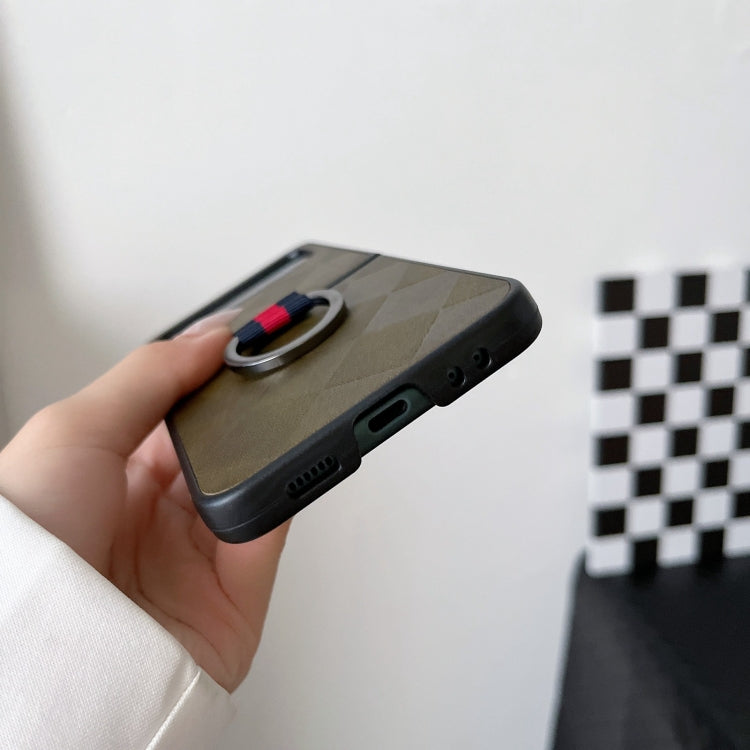 Weave Plaid PU Phone Case With Ring, For Samsung Galaxy Z Flip4