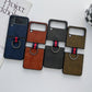 Weave Plaid PU Phone Case With Ring, For Samsung Galaxy Z Flip4
