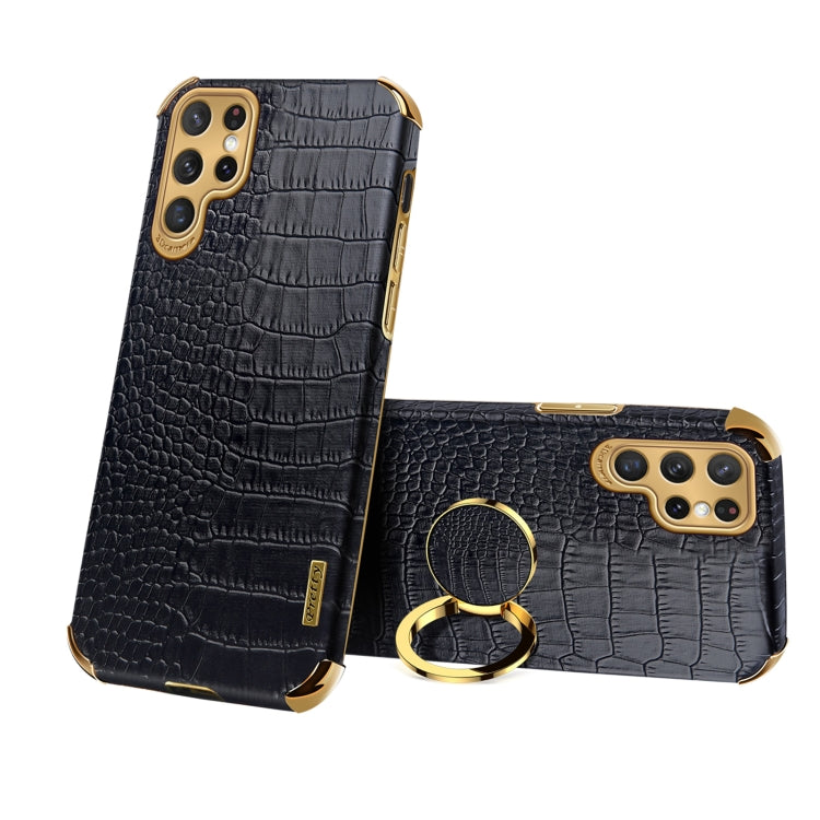 6D Electroplating Crocodile Texture Phone Case With Holder, For Samsung Galaxy A13 5G, For Samsung Galaxy A23 5G, For Samsung Galaxy A53, For Samsung Galaxy M52 5G, For Samsung Galaxy S22 Ultra 5G