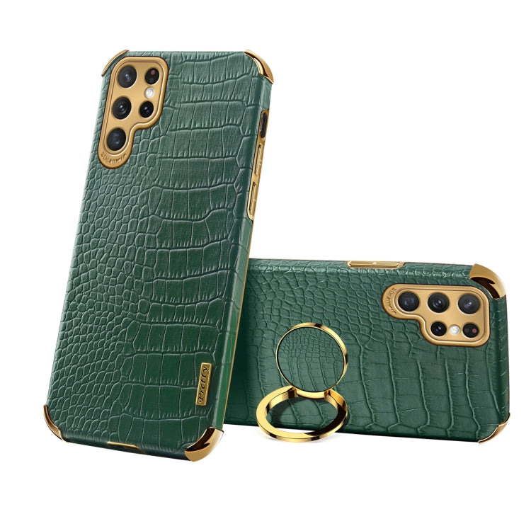 6D Electroplating Crocodile Texture Phone Case With Holder, For Samsung Galaxy A13 5G, For Samsung Galaxy A23 5G, For Samsung Galaxy A53, For Samsung Galaxy M52 5G, For Samsung Galaxy S22 Ultra 5G