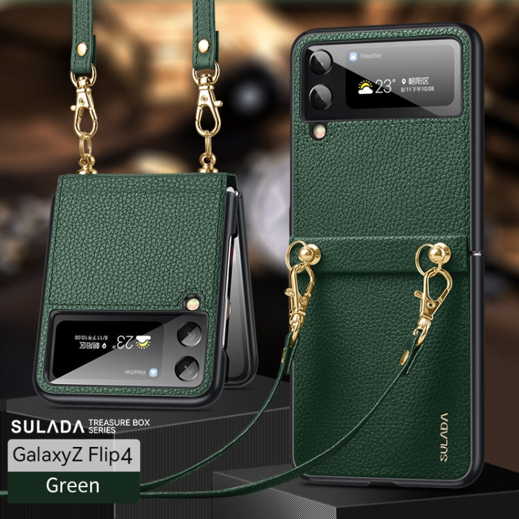 SULADA Litchi Texture Leather + TPU Phone Case with Strap, For Samsung Galaxy Z Flip4