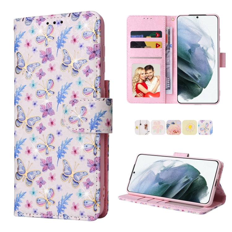 Bronzing Painting RFID Leather Case, For Samsung Galaxy S22 Ultra, For Samsung Galaxy S22 Plus, For Samsung Galaxy S22, For Samsung Galaxy S21 Ultra, For Samsung Galaxy S21 Plus, For Samsung Galaxy S21 FE 5G, For Samsung Galaxy S21 5G������������������...