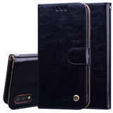 Business Style Oil Wax Texture Horizontal Flip Leather Case, with Holder & Card Slots & Wallet