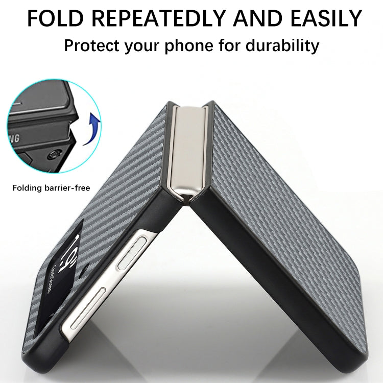 Carbon Fiber Texture Leather Folded Phone Case, For Samsung Galaxy Z Flip4, For Samsung Galaxy Z Flip3 5G