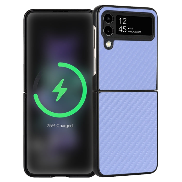 Carbon Fiber Texture Leather Folded Phone Case, For Samsung Galaxy Z Flip4, For Samsung Galaxy Z Flip3 5G