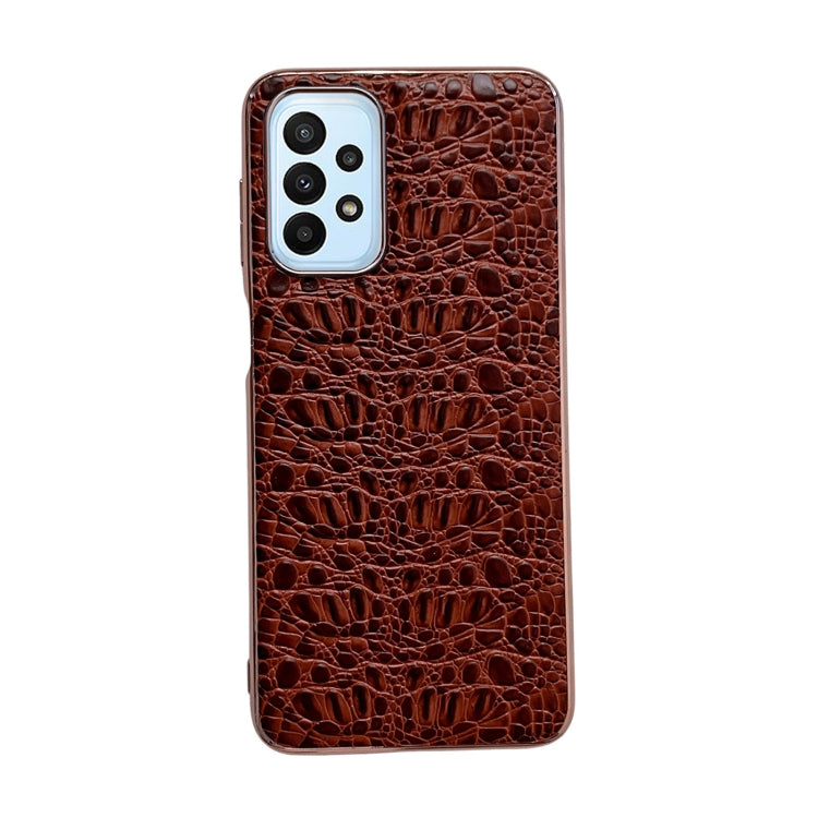 Sky Series Nano Electroplating Genuine Leather Phone Case, For Samsung Galaxy A13 4G, For Samsung Galaxy A23 4G / 5G