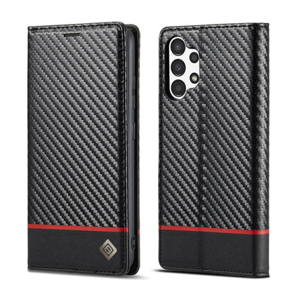 LC.IMEEKE Carbon Fiber Flip Leather Phone Case, For Samsung Galaxy A13 4G/5G/A04/A04s