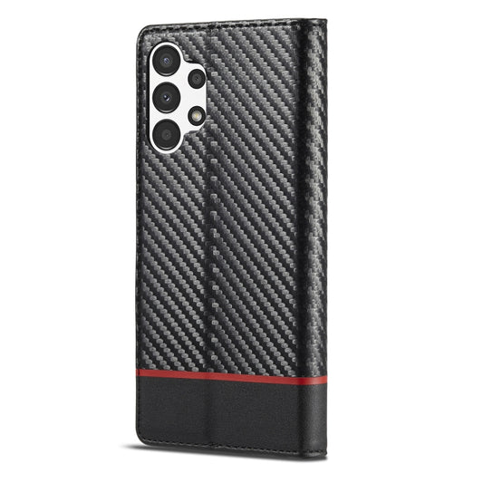 LC.IMEEKE Carbon Fiber Flip Leather Phone Case, For Samsung Galaxy A13 4G/5G/A04/A04s
