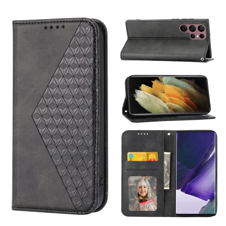Cubic Grid Calf Texture Magnetic Closure Leather Phone Case, For Samsung Galaxy S22 5G, For Samsung Galaxy S22+ 5G, For Samsung Galaxy S22 Ultra 5G, For Samsung Galaxy S21 5G, For Samsung Galaxy S21+ 5G, For Samsung Galaxy S21 FE 5G��������������������...