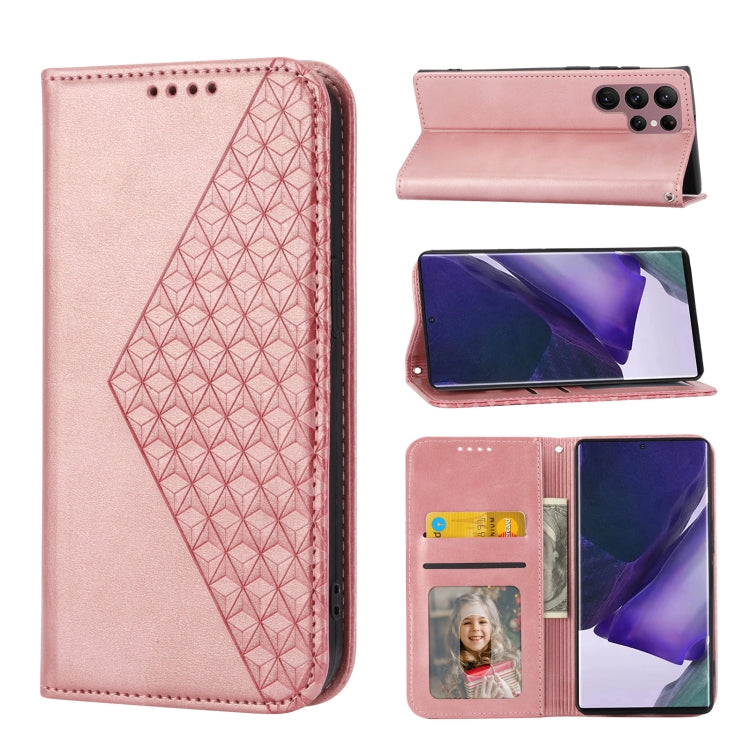 Cubic Grid Calf Texture Magnetic Closure Leather Phone Case, For Samsung Galaxy S22 5G, For Samsung Galaxy S22+ 5G, For Samsung Galaxy S22 Ultra 5G, For Samsung Galaxy S21 5G, For Samsung Galaxy S21+ 5G, For Samsung Galaxy S21 FE 5G��������������������...