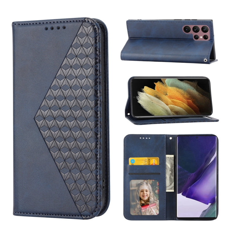 Cubic Grid Calf Texture Magnetic Closure Leather Phone Case, For Samsung Galaxy S22 5G, For Samsung Galaxy S22+ 5G, For Samsung Galaxy S22 Ultra 5G, For Samsung Galaxy S21 5G, For Samsung Galaxy S21+ 5G, For Samsung Galaxy S21 FE 5G��������������������...