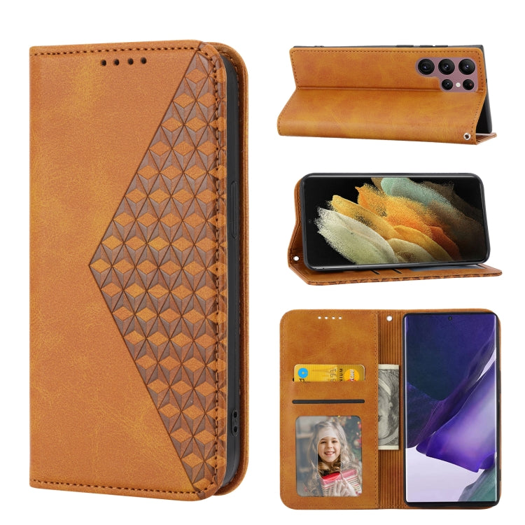 Cubic Grid Calf Texture Magnetic Closure Leather Phone Case, For Samsung Galaxy S22 5G, For Samsung Galaxy S22+ 5G, For Samsung Galaxy S22 Ultra 5G, For Samsung Galaxy S21 5G, For Samsung Galaxy S21+ 5G, For Samsung Galaxy S21 FE 5G��������������������...