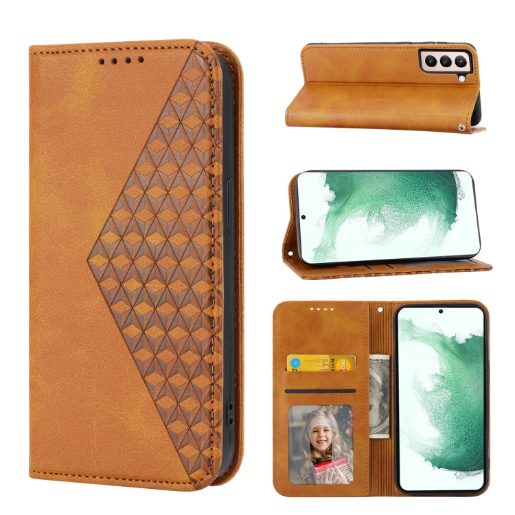 Cubic Grid Calf Texture Magnetic Closure Leather Phone Case, For Samsung Galaxy S22 5G, For Samsung Galaxy S22+ 5G, For Samsung Galaxy S22 Ultra 5G, For Samsung Galaxy S21 5G, For Samsung Galaxy S21+ 5G, For Samsung Galaxy S21 FE 5G��������������������...