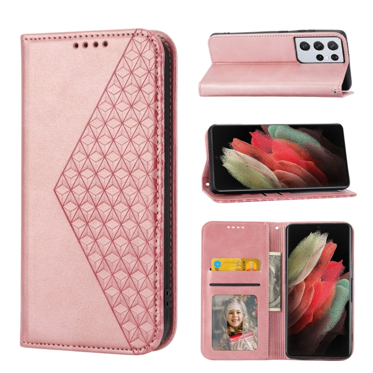 Cubic Grid Calf Texture Magnetic Closure Leather Phone Case, For Samsung Galaxy S22 5G, For Samsung Galaxy S22+ 5G, For Samsung Galaxy S22 Ultra 5G, For Samsung Galaxy S21 5G, For Samsung Galaxy S21+ 5G, For Samsung Galaxy S21 FE 5G��������������������...