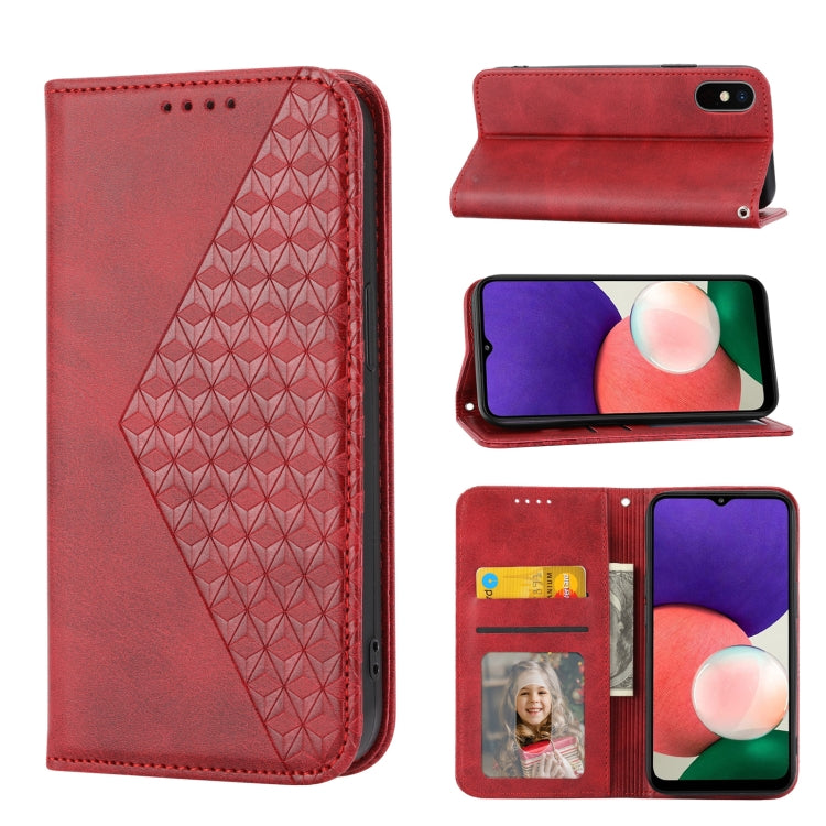 Cubic Grid Calf Texture Magnetic Closure Leather Phone Case, For Samsung Galaxy A22 5G JP Version, For Samsung Galaxy A03s 166mm, For Samsung Galaxy A03s 165.8mm, For Samsung Galaxy A13 4G / 5G, For Samsung Galaxy A53 5G, For Samsung Galaxy A73 5G