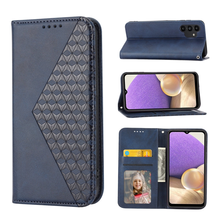 Cubic Grid Calf Texture Magnetic Closure Leather Phone Case, For Samsung Galaxy A22 5G JP Version, For Samsung Galaxy A03s 166mm, For Samsung Galaxy A03s 165.8mm, For Samsung Galaxy A13 4G / 5G, For Samsung Galaxy A53 5G, For Samsung Galaxy A73 5G
