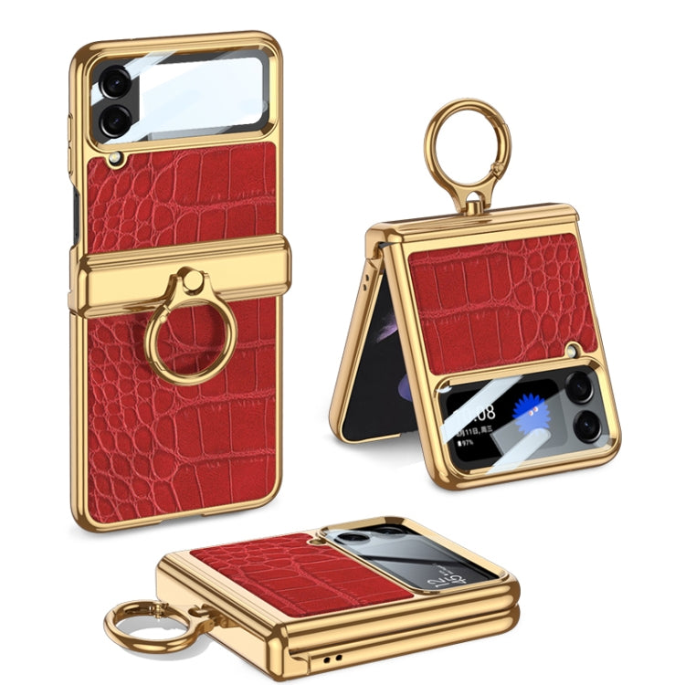 GKK Integrated Plating + Leather Flip Phone Case, For Samsung Galaxy Z Flip4