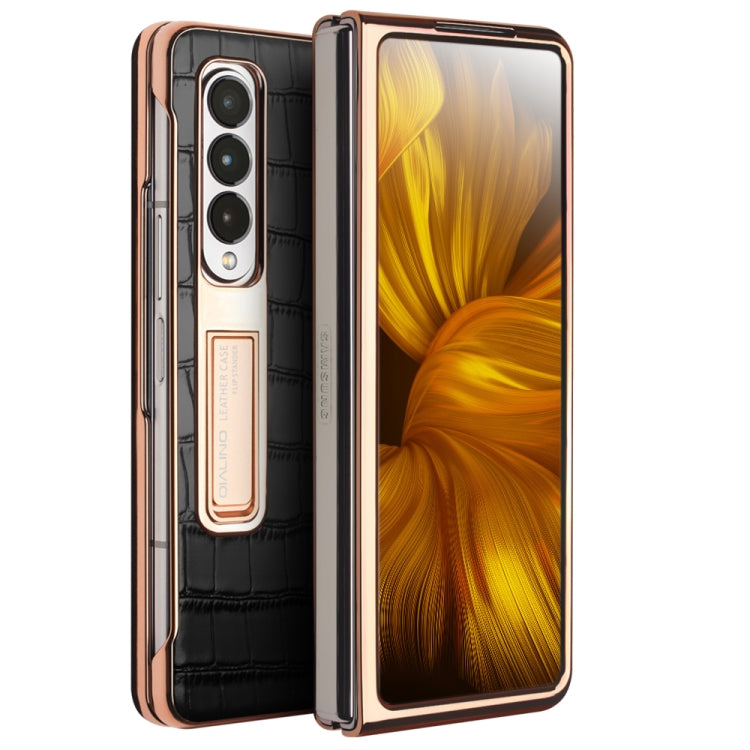 QIALINO 2 in 1 Crocodile Pattern Genuine Leather + PC Phone Case, For Samsung Galaxy Z Fold3 5G/W22 5G