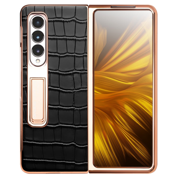 QIALINO 2 in 1 Crocodile Pattern Genuine Leather + PC Phone Case, For Samsung Galaxy Z Fold3 5G/W22 5G
