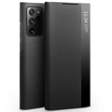 QIALINO Genuine Leather Side Window View Smart Phone Case, For Samsung Galaxy Note20 Ultra, For Samsung Galaxy S21 5G, For Samsung Galaxy S21+ 5G, For Samsung Galaxy S21 Ultra 5G