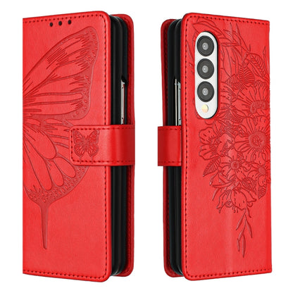 Embossed Butterfly Leather Phone Case, For Samsung Galaxy Z Fold3 5G, For Samsung Galaxy Z Fold4