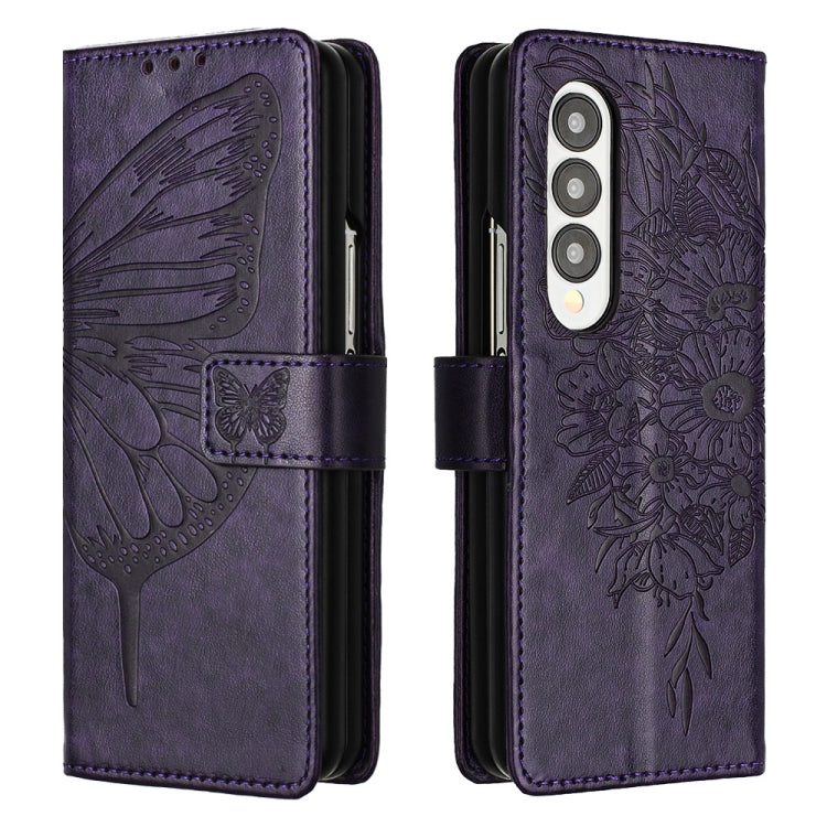 Embossed Butterfly Leather Phone Case, For Samsung Galaxy Z Fold3 5G, For Samsung Galaxy Z Fold4