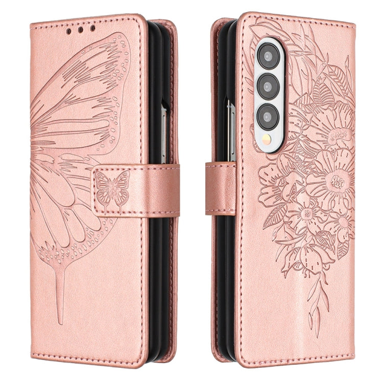 Embossed Butterfly Leather Phone Case, For Samsung Galaxy Z Fold3 5G, For Samsung Galaxy Z Fold4