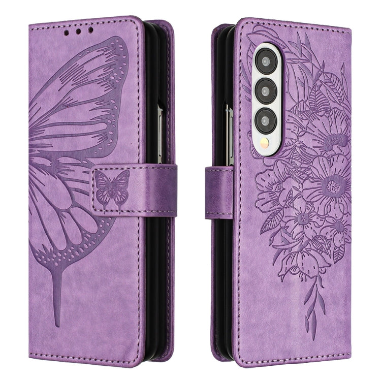Embossed Butterfly Leather Phone Case, For Samsung Galaxy Z Fold3 5G, For Samsung Galaxy Z Fold4