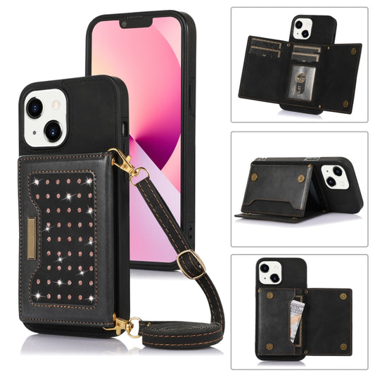 Three-fold RFID Leather Phone Case with Lanyard, For iPhone 13, For iPhone 13 Mini, For iPhone 13 Pro, For iPhone 13 Pro Max, For iPhone 14, For iPhone 14 Plus, For iPhone 14 Pro, For iPhone 14 Pro Max, For iPhone XR