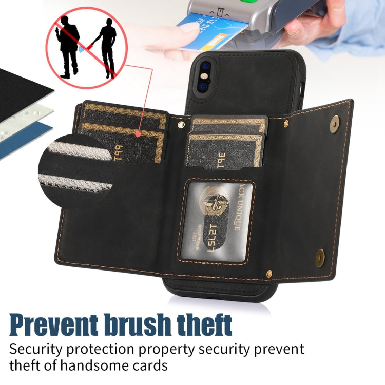 Three-fold RFID Leather Phone Case with Lanyard, For iPhone XS, For iPhone XS Max, For Samsung Galaxy A12, For Samsung Galaxy A13 4G/A13 5G, For Samsung Galaxy A51 4G, For Samsung Galaxy A53 5G, For Samsung Galaxy A52 5G/A52s 5G������������������������...