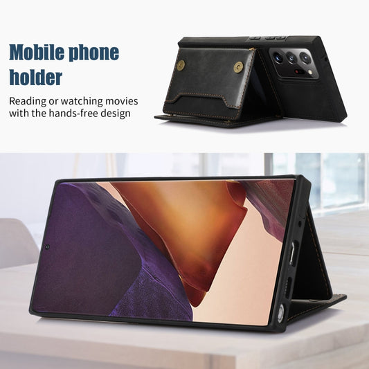 Three-fold RFID Leather Phone Case with Lanyard, For Samsung Galaxy Note20 Ultra, For Samsung Galaxy S20, For Samsung Galaxy S20+, For Samsung Galaxy S20 FE, For Samsung Galaxy S21, For Samsung Galaxy S22, For Samsung Galaxy S21 Ultra������������������...