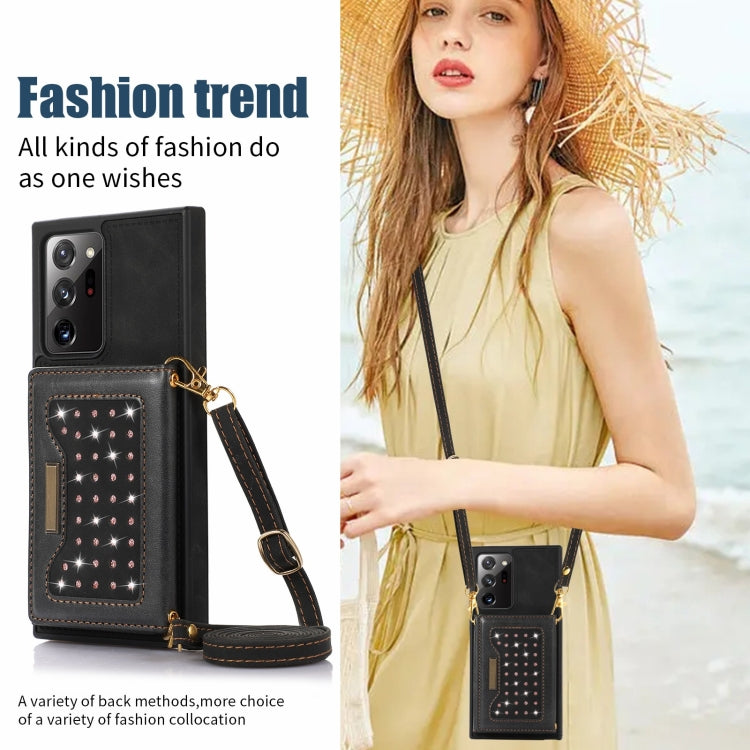 Three-fold RFID Leather Phone Case with Lanyard, For Samsung Galaxy Note20 Ultra, For Samsung Galaxy S20, For Samsung Galaxy S20+, For Samsung Galaxy S20 FE, For Samsung Galaxy S21, For Samsung Galaxy S22, For Samsung Galaxy S21 Ultra������������������...