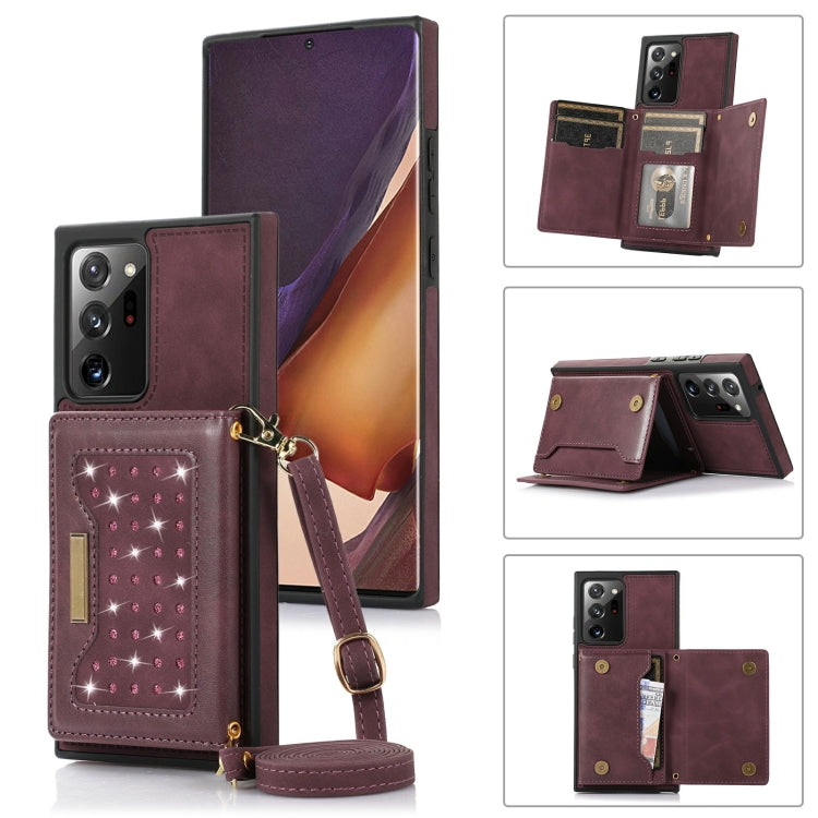 Three-fold RFID Leather Phone Case with Lanyard, For Samsung Galaxy Note20 Ultra, For Samsung Galaxy S20, For Samsung Galaxy S20+, For Samsung Galaxy S20 FE, For Samsung Galaxy S21, For Samsung Galaxy S22, For Samsung Galaxy S21 Ultra������������������...