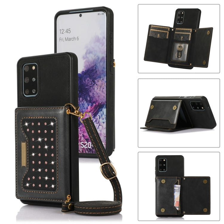 Three-fold RFID Leather Phone Case with Lanyard, For Samsung Galaxy Note20 Ultra, For Samsung Galaxy S20, For Samsung Galaxy S20+, For Samsung Galaxy S20 FE, For Samsung Galaxy S21, For Samsung Galaxy S22, For Samsung Galaxy S21 Ultra������������������...