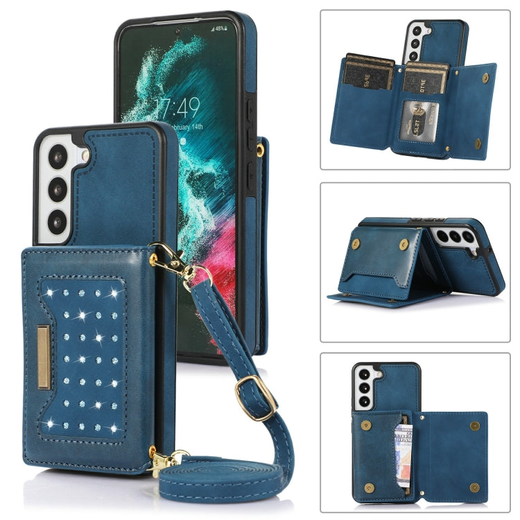 Three-fold RFID Leather Phone Case with Lanyard, For Samsung Galaxy Note20 Ultra, For Samsung Galaxy S20, For Samsung Galaxy S20+, For Samsung Galaxy S20 FE, For Samsung Galaxy S21, For Samsung Galaxy S22, For Samsung Galaxy S21 Ultra������������������...
