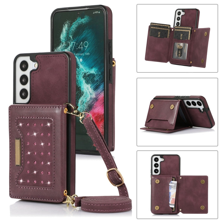 Three-fold RFID Leather Phone Case with Lanyard, For Samsung Galaxy Note20 Ultra, For Samsung Galaxy S20, For Samsung Galaxy S20+, For Samsung Galaxy S20 FE, For Samsung Galaxy S21, For Samsung Galaxy S22, For Samsung Galaxy S21 Ultra������������������...