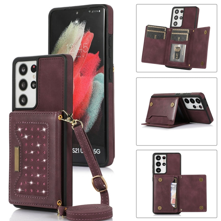 Three-fold RFID Leather Phone Case with Lanyard, For Samsung Galaxy Note20 Ultra, For Samsung Galaxy S20, For Samsung Galaxy S20+, For Samsung Galaxy S20 FE, For Samsung Galaxy S21, For Samsung Galaxy S22, For Samsung Galaxy S21 Ultra������������������...