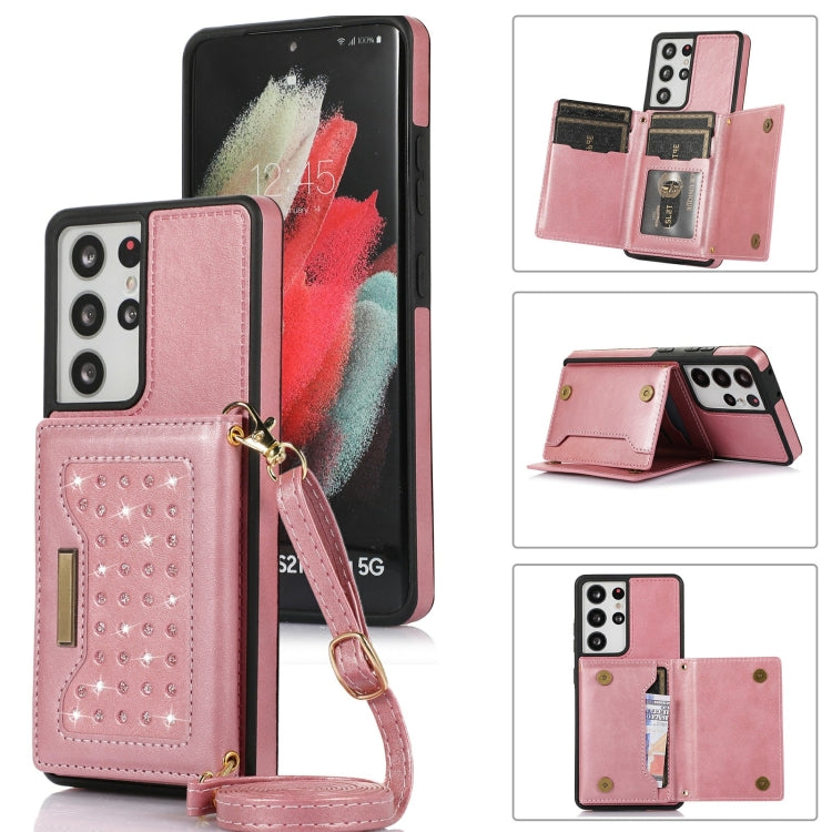 Three-fold RFID Leather Phone Case with Lanyard, For Samsung Galaxy Note20 Ultra, For Samsung Galaxy S20, For Samsung Galaxy S20+, For Samsung Galaxy S20 FE, For Samsung Galaxy S21, For Samsung Galaxy S22, For Samsung Galaxy S21 Ultra������������������...