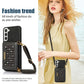 Three-fold RFID Leather Phone Case with Lanyard, For Samsung Galaxy S21 FE, For Samsung Galaxy S22 Ultra, For iPhone 12 Pro