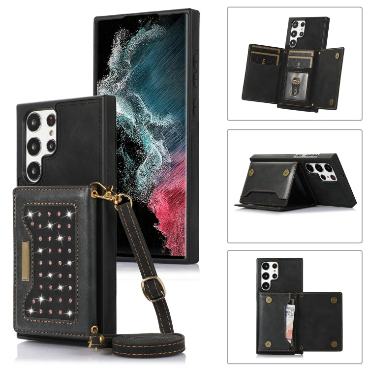 Three-fold RFID Leather Phone Case with Lanyard, For Samsung Galaxy S21 FE, For Samsung Galaxy S22 Ultra, For iPhone 12 Pro