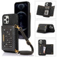 Three-fold RFID Leather Phone Case with Lanyard, For Samsung Galaxy S21 FE, For Samsung Galaxy S22 Ultra, For iPhone 12 Pro