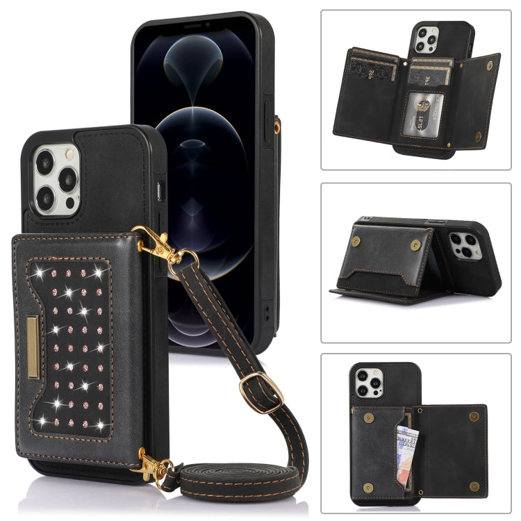 Three-fold RFID Leather Phone Case with Lanyard, For Samsung Galaxy S21 FE, For Samsung Galaxy S22 Ultra, For iPhone 12 Pro