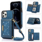 Three-fold RFID Leather Phone Case with Lanyard, For Samsung Galaxy S21 FE, For Samsung Galaxy S22 Ultra, For iPhone 12 Pro