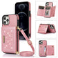 Three-fold RFID Leather Phone Case with Lanyard, For Samsung Galaxy S21 FE, For Samsung Galaxy S22 Ultra, For iPhone 12 Pro