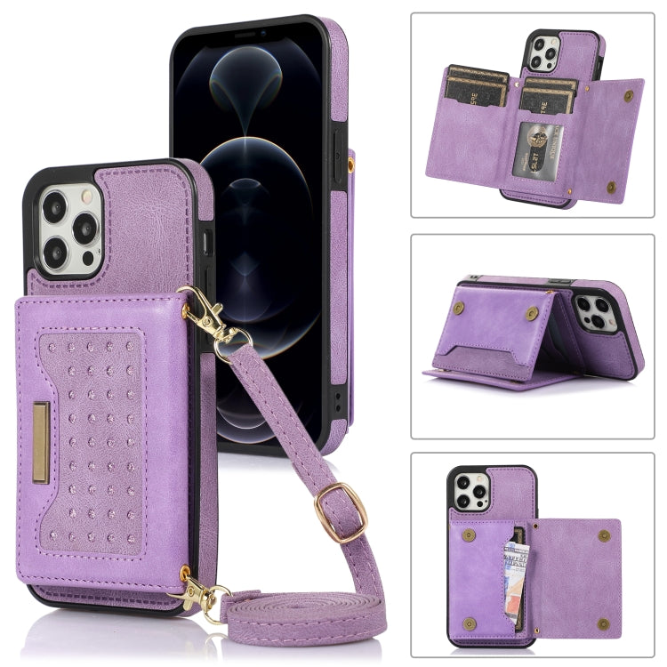 Three-fold RFID Leather Phone Case with Lanyard, For Samsung Galaxy S21 FE, For Samsung Galaxy S22 Ultra, For iPhone 12 Pro
