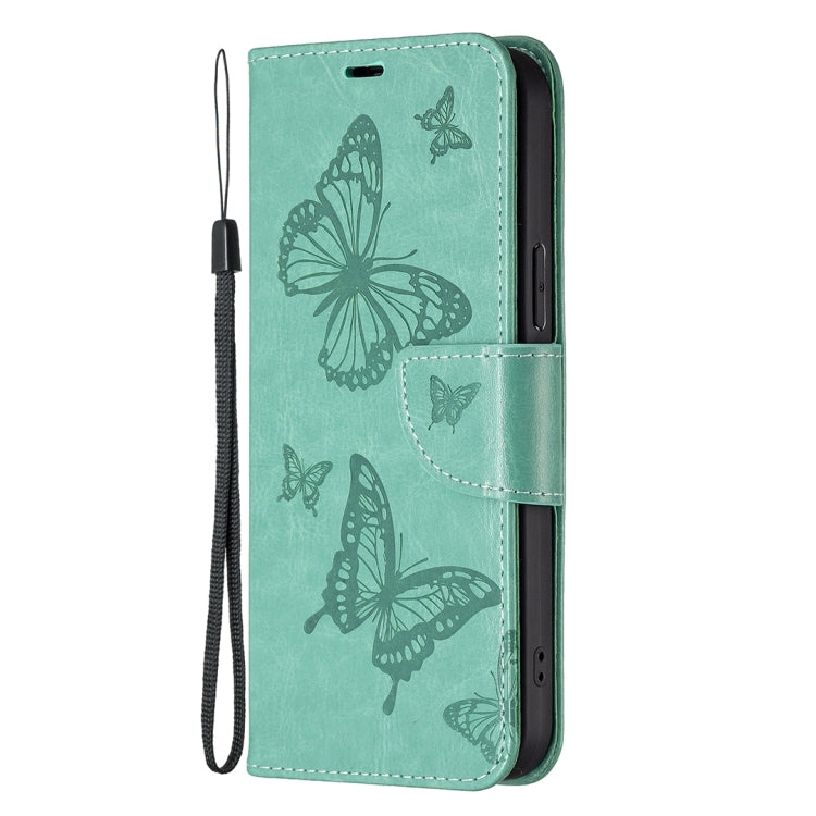Embossing Two Butterflies Pattern Leather Case